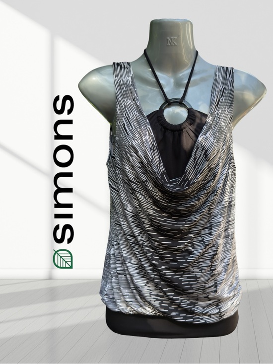 Simons Tops - 3👚/ 25$ -Simons Black & White Cowl Neck Halter Tank | Small